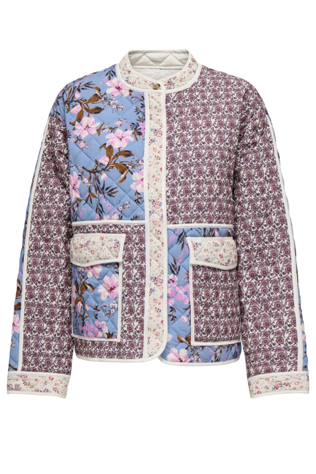 Only - Onlsmilla Quilted Patchwork Jacket - 4807027 Tofu Flower & Boho Jakker