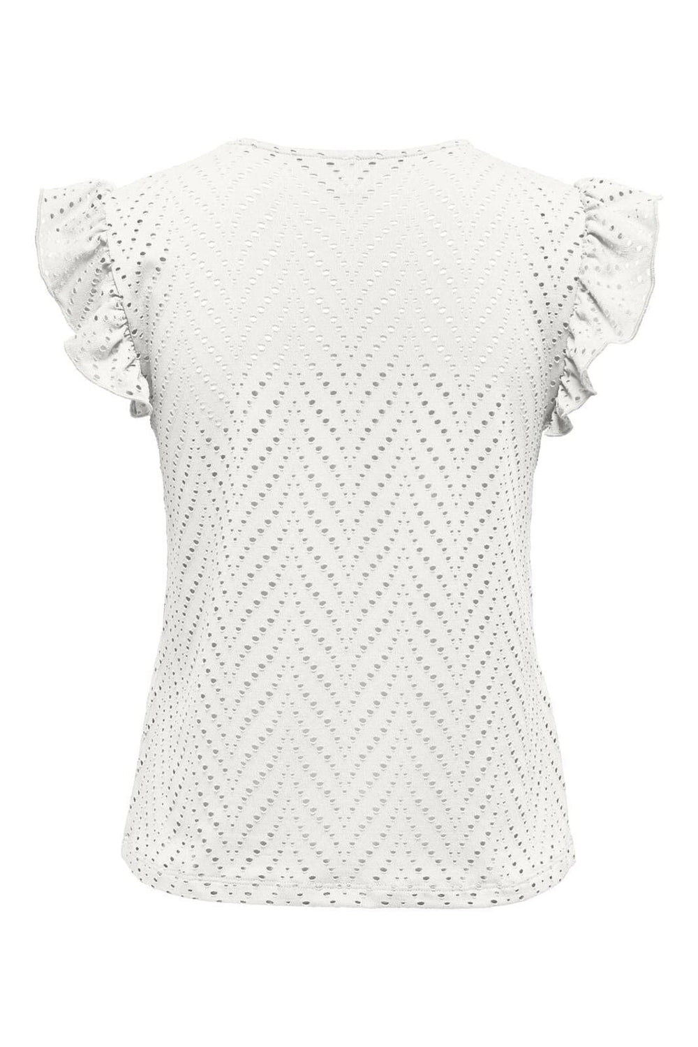 Only - Onlsmilla S/L V-Neck Frill Top - 4793555 Cloud Dancer Boho