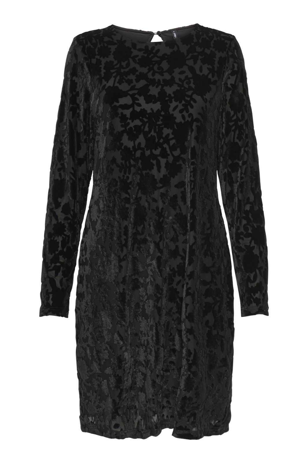 Only - Onlthea L/S Flock Dress - 4929138 Black Parry Flowers (Black) Kjoler