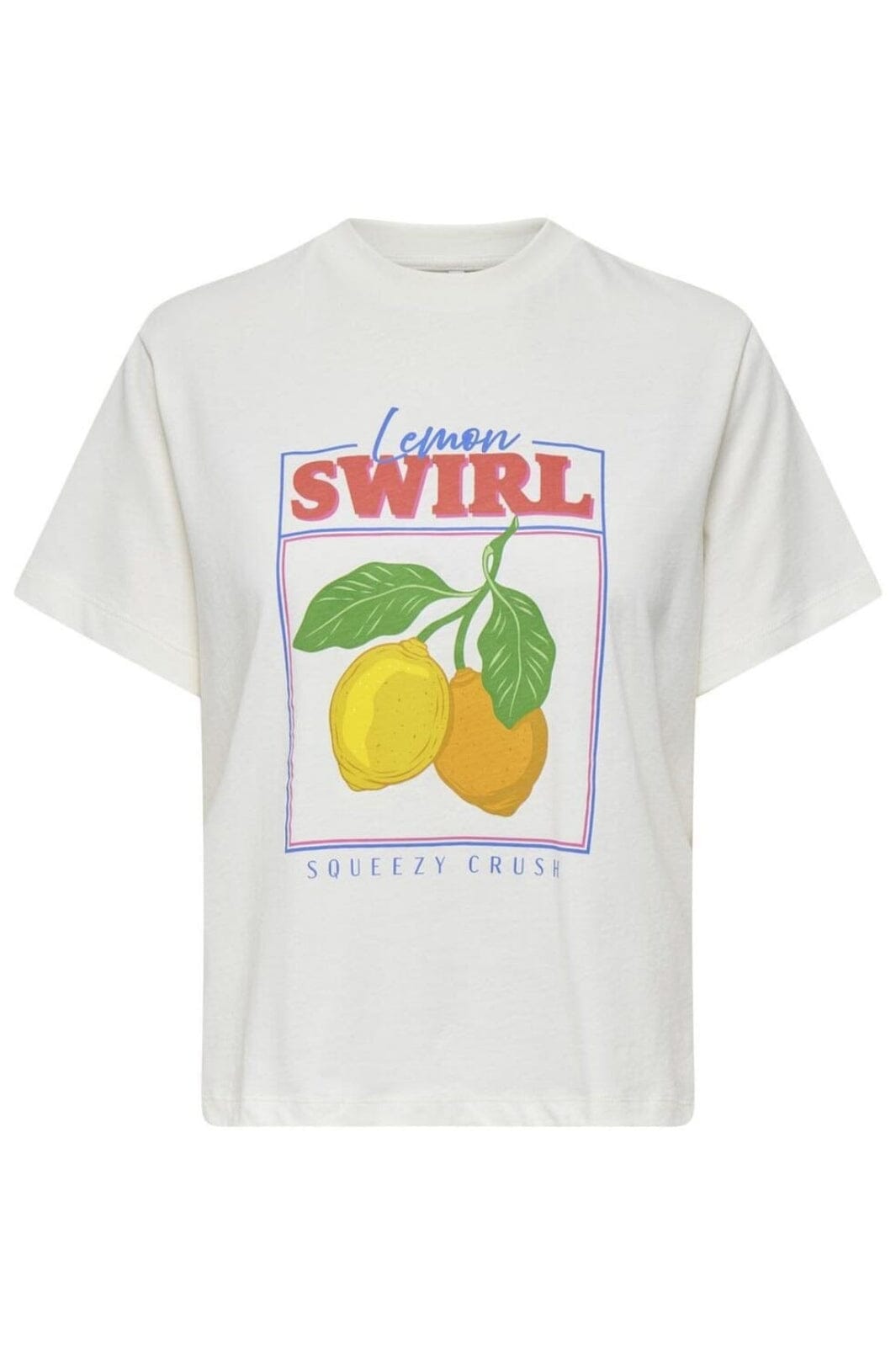Only - Onltille S/S Tee - 4897463 Cloud Dancer Lemon Swirt