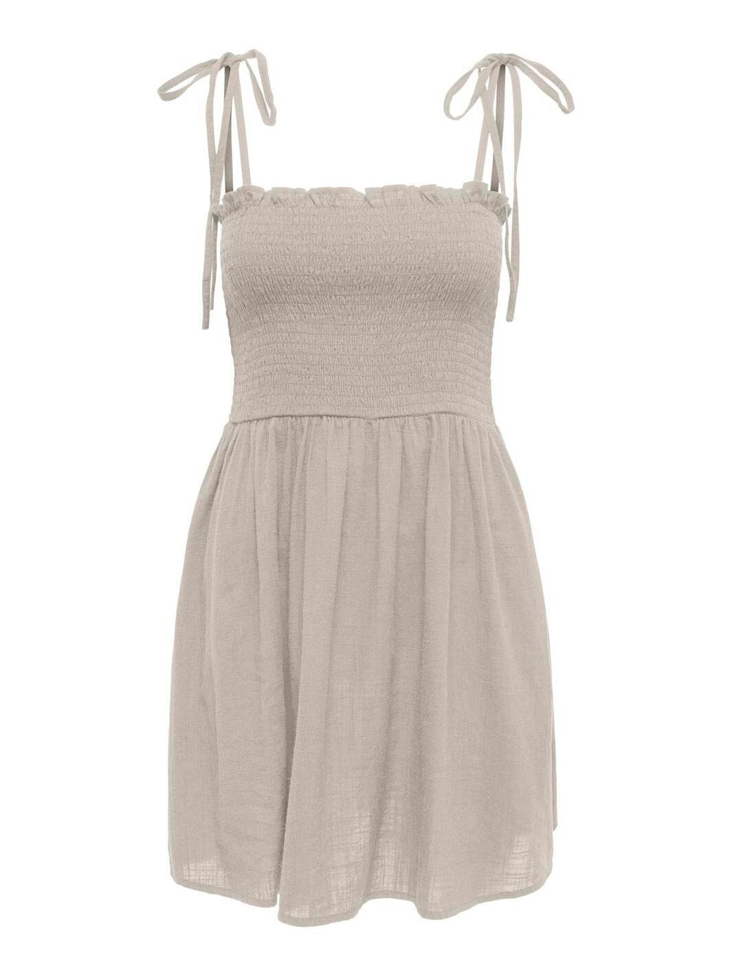 Only - Onltizana Strap Smock Short Dress - 4865349 Silver Lining