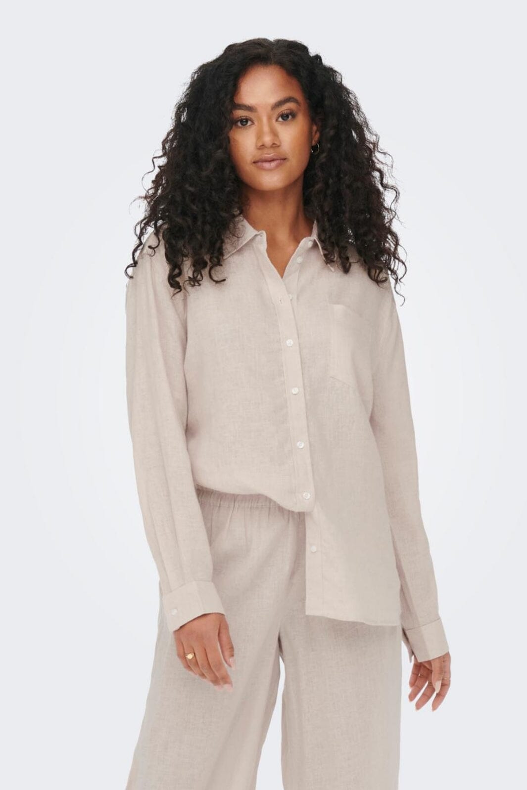 Only - Onltokyo L/S Linen Blend Shirt - 3996894 Moonbeam Skjorter