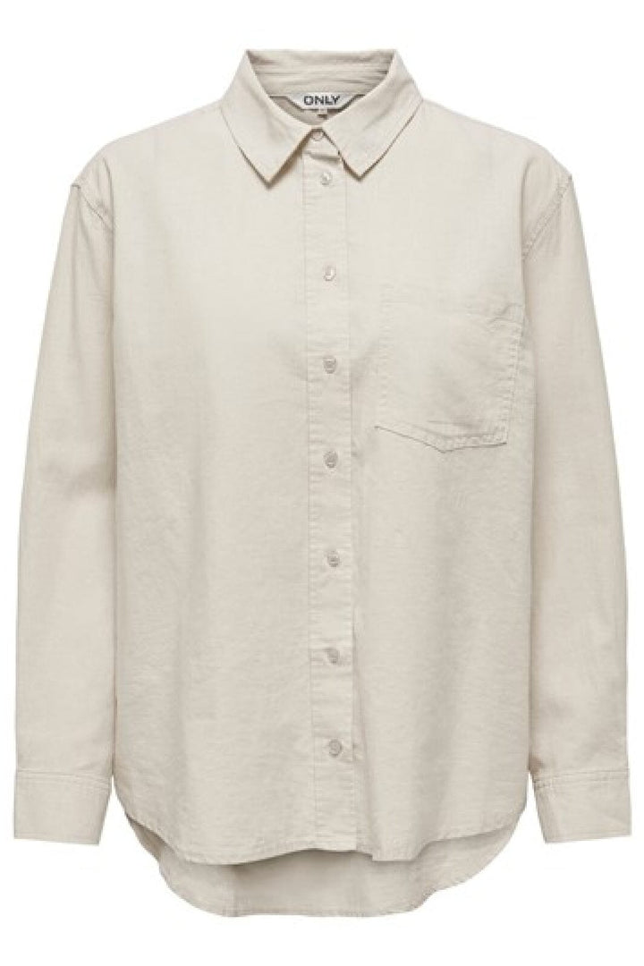 Only - Onltokyo L/S Linen Blend Shirt - 3996894 Moonbeam Skjorter