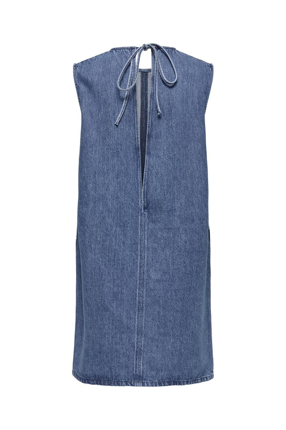 Only - Onlvigga S/L Open Back Dress Sik - 4799444 Medium Blue Denim