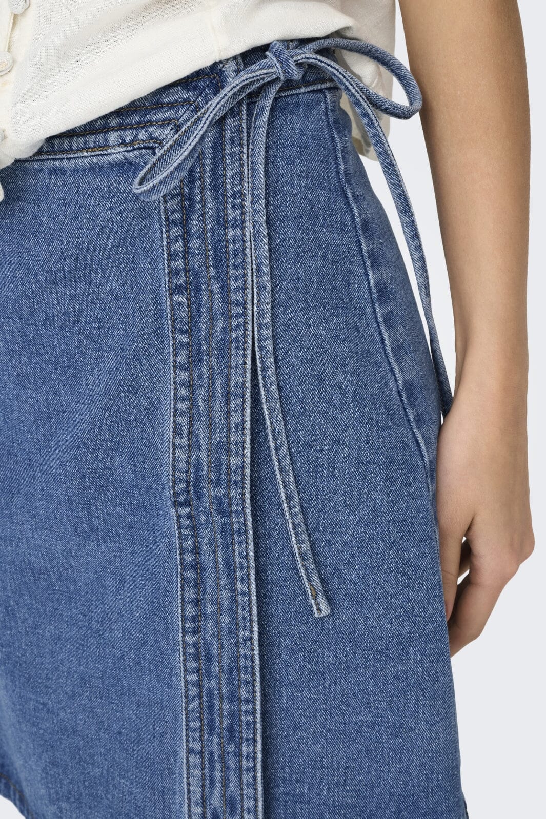Only - Onlvilla Wrap Tie Skirt Gua - 4550180 Light Blue Denim Nederdele