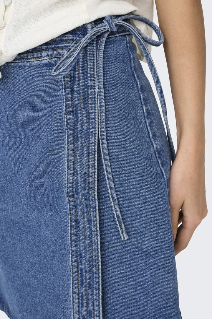 Only - Onlvilla Wrap Tie Skirt Gua - 4550180 Light Blue Denim Nederdele