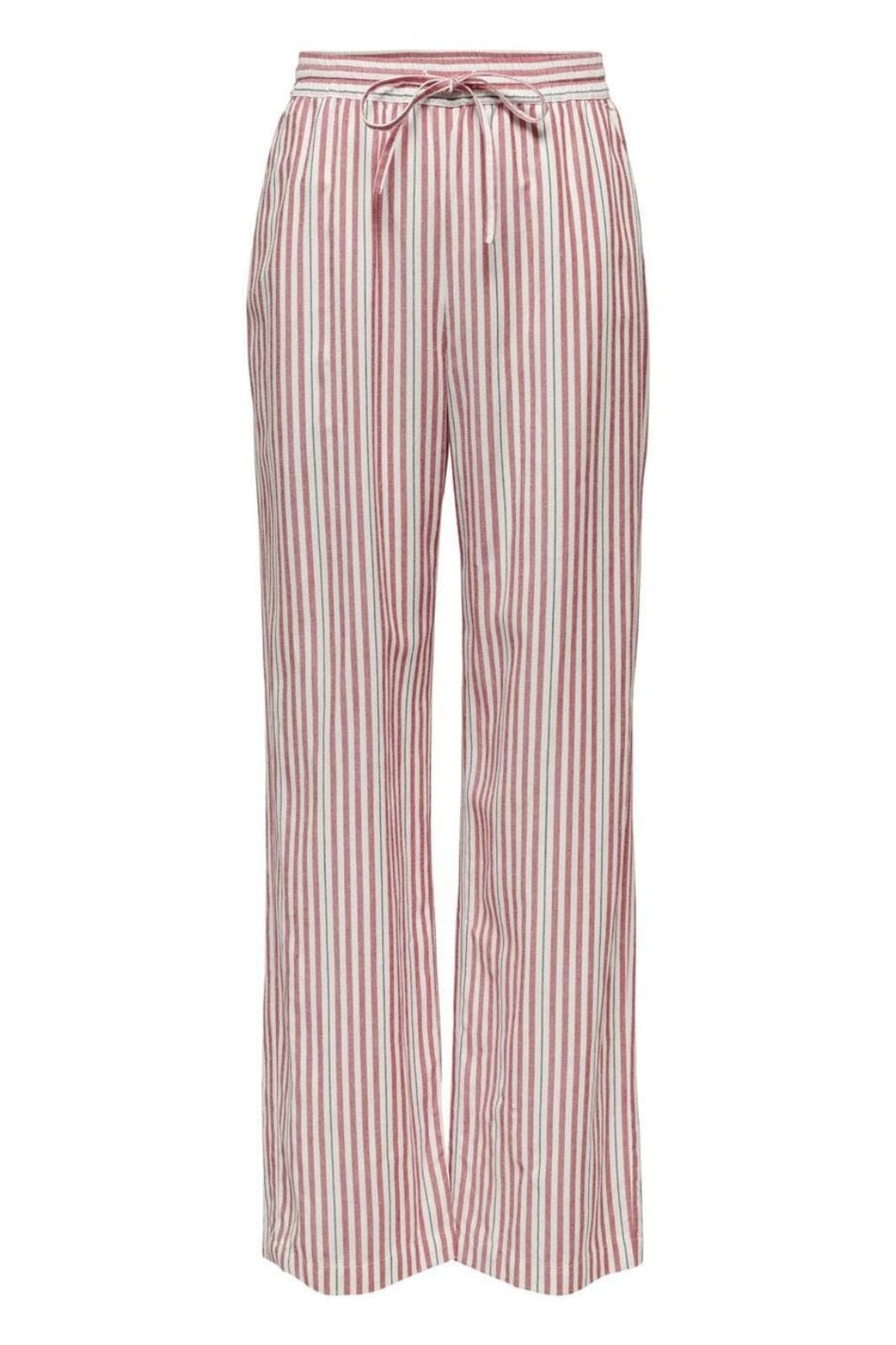 Only - Onlwindy Life Linen Bl Pull-Up - 4714535 Cloud Dancer W High Risk Red/Black Bukser