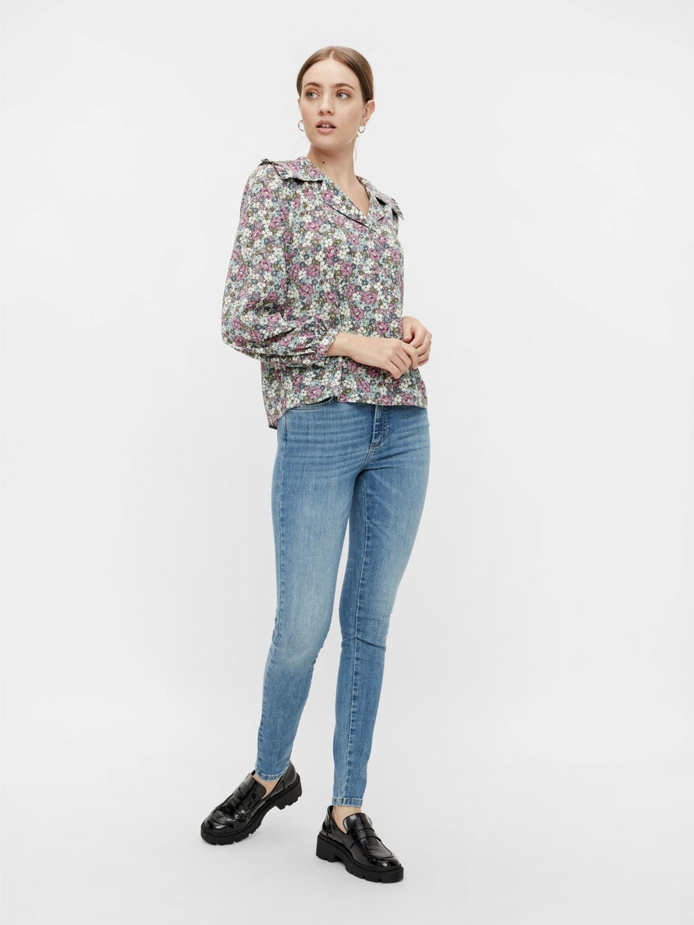 PIECES - Delly Skn MW Jeans Noos - Light Blue Denim Jeans