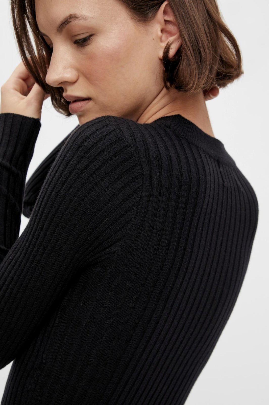 Pieces - PcCrista LS O-Neck Knit Dress - Black Kjoler