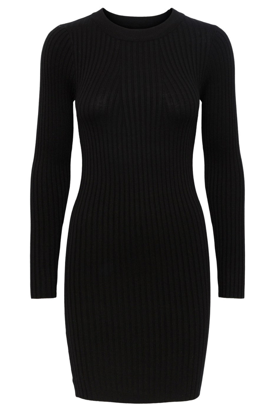 Pieces - PcCrista LS O-Neck Knit Dress - Black Kjoler