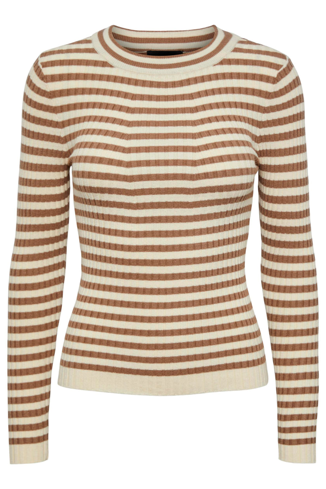 Pieces - Pccrista Ls O Neck Knit Noos Bc - Fossil/With Brich Bluser