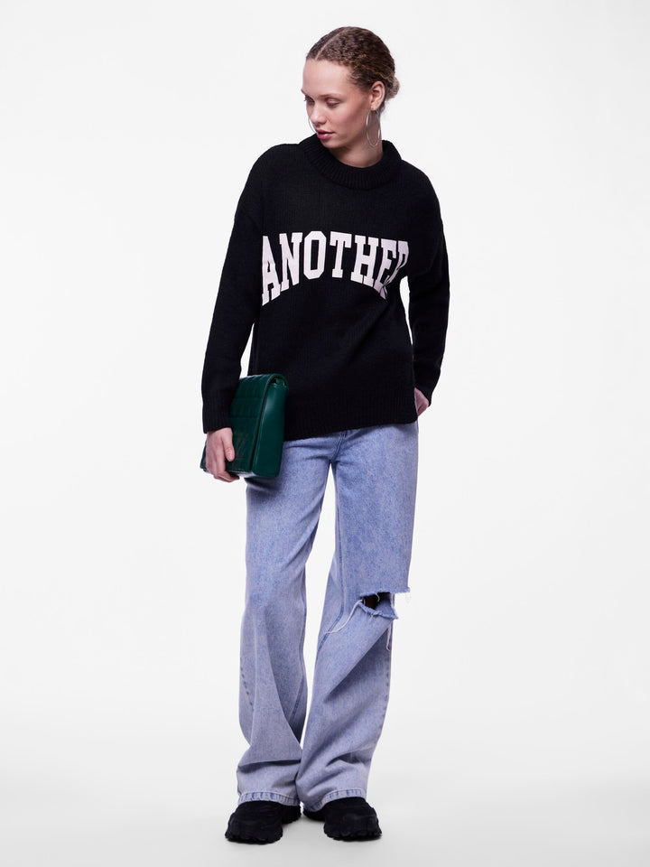 Pieces - Pcdrue Ls Knit - 4572638 Black Birch Another Strikbluser