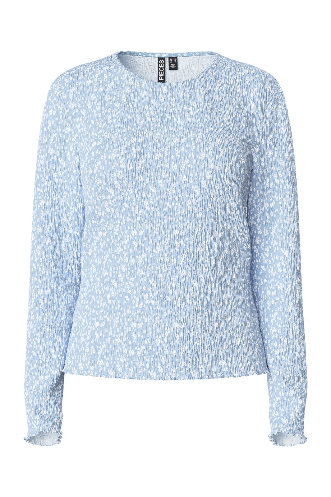 Pieces - Pcflora Ls Top - 4640500 Cashmere Blue Flower