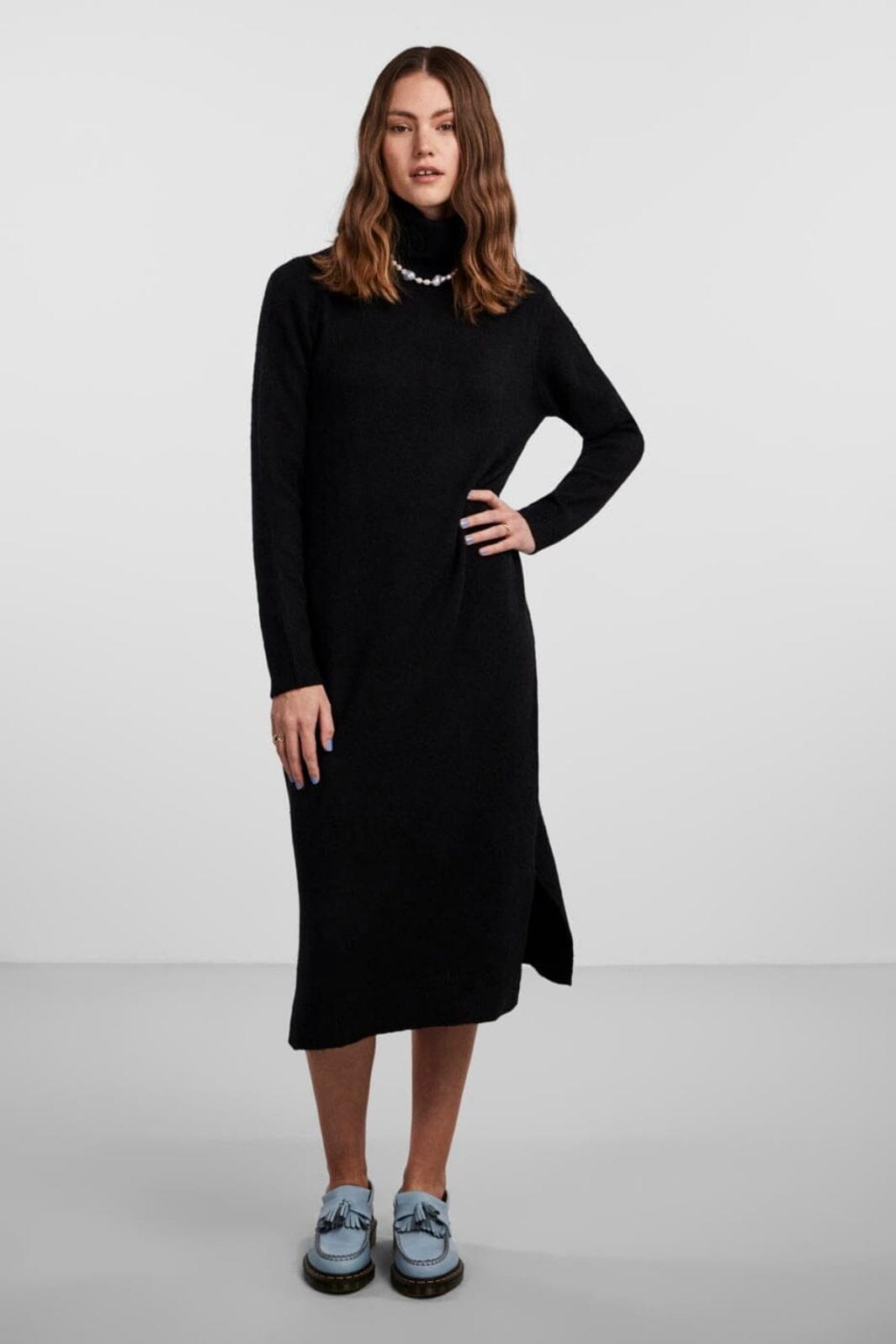 Pieces - Pcjuliana Ls Rollneck Knit Dress - 3933929 Black Kjoler