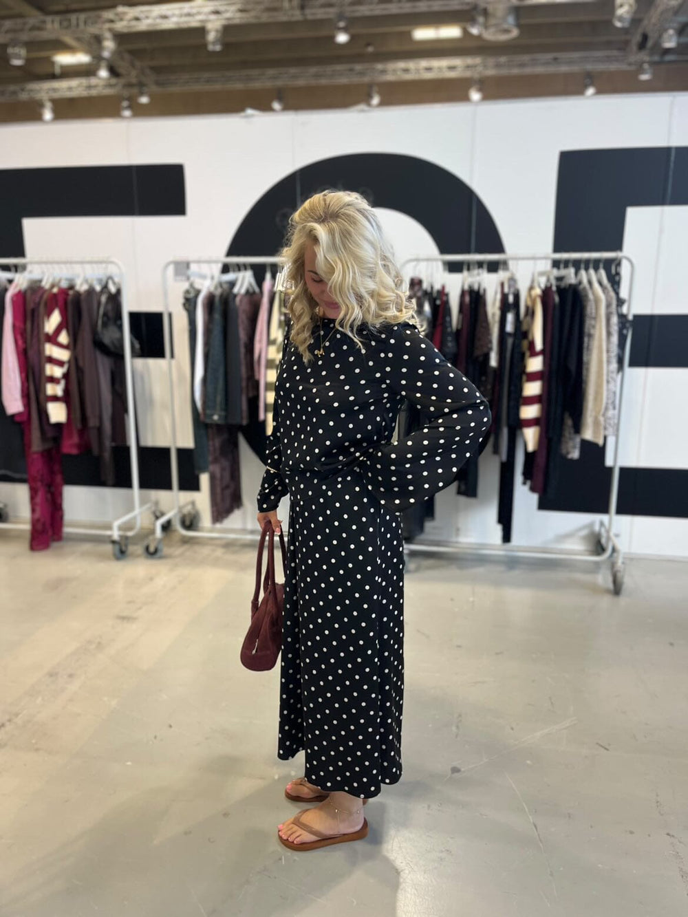 Pieces - Pcjytta Ankle Satin Skirt - 5052177 Black White Dots Nederdele