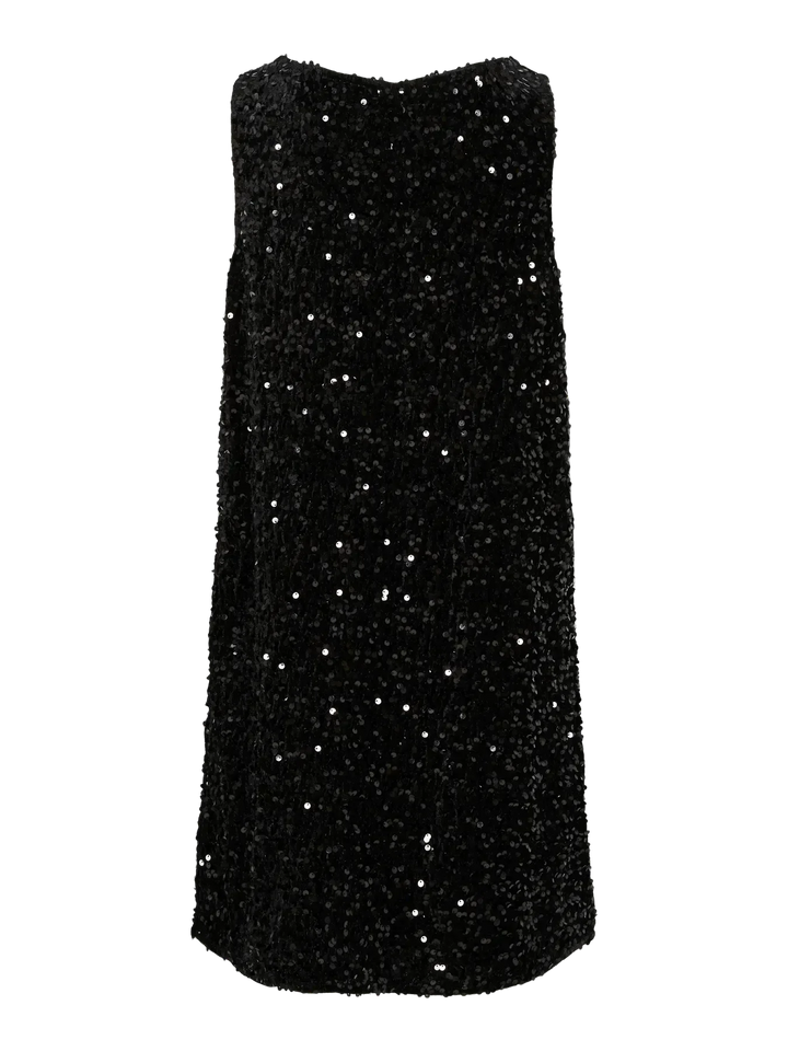 Pieces - Pckam Sl Tank Rev. Mini Dress - 4859019 Black Black Sequins Kjoler