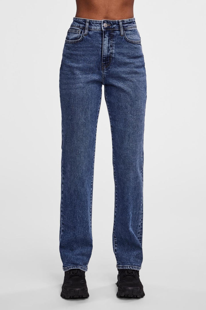 Pieces - Pckelly Straight Jeans Mb402 - 4421713 Medium Blue Denim Jeans