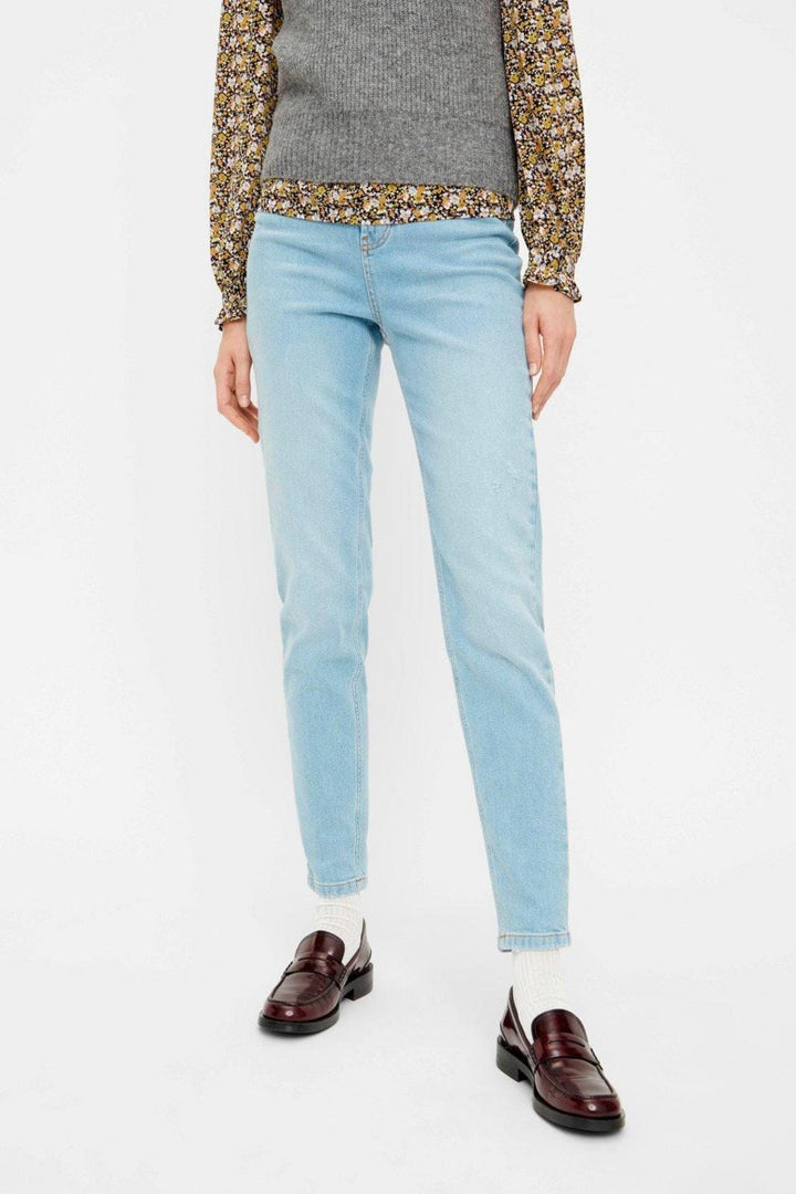 Pieces - PcLeah Mom HW Ankel - Light Blue Denim Jeans