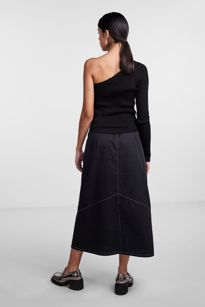 Pieces - Pcmandy One Shoulder Knit Top Dmo - Black Bluser