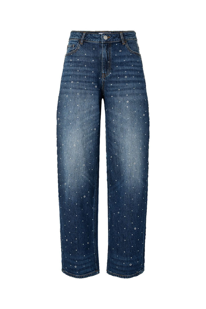 Pieces - Pcmerle Barrel Jeans Fsy Pp - 5036145 Dark Blue Denim