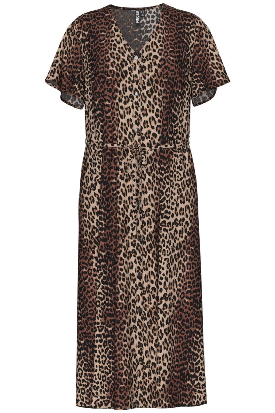 Pieces - Pcnya Ss V-Neck Midi Dress - 4716565 Moonlight Leo Kjoler