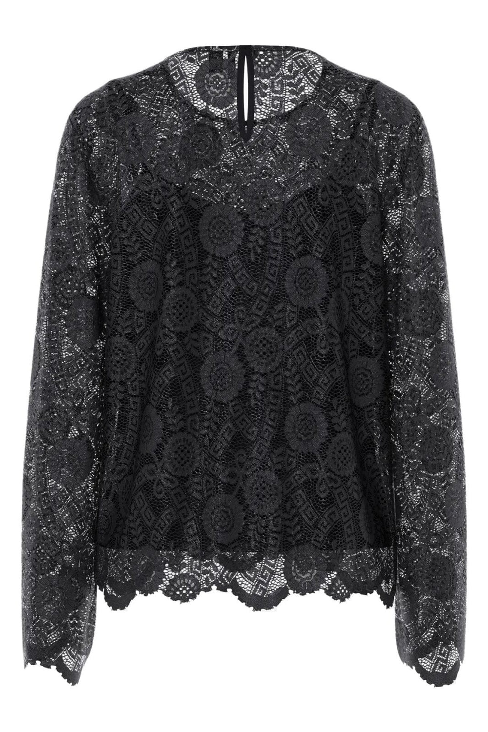 Pieces - Pcolline Ls Lace O-Neck Top - 4802666 Black