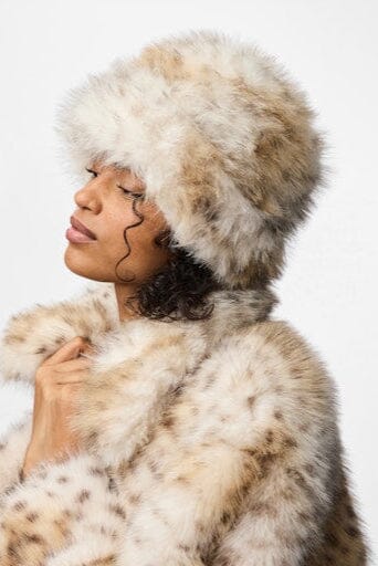 Pieces - Pcplush Fluffy Hat - 5023238 Cloud Dancer Leopard Huer