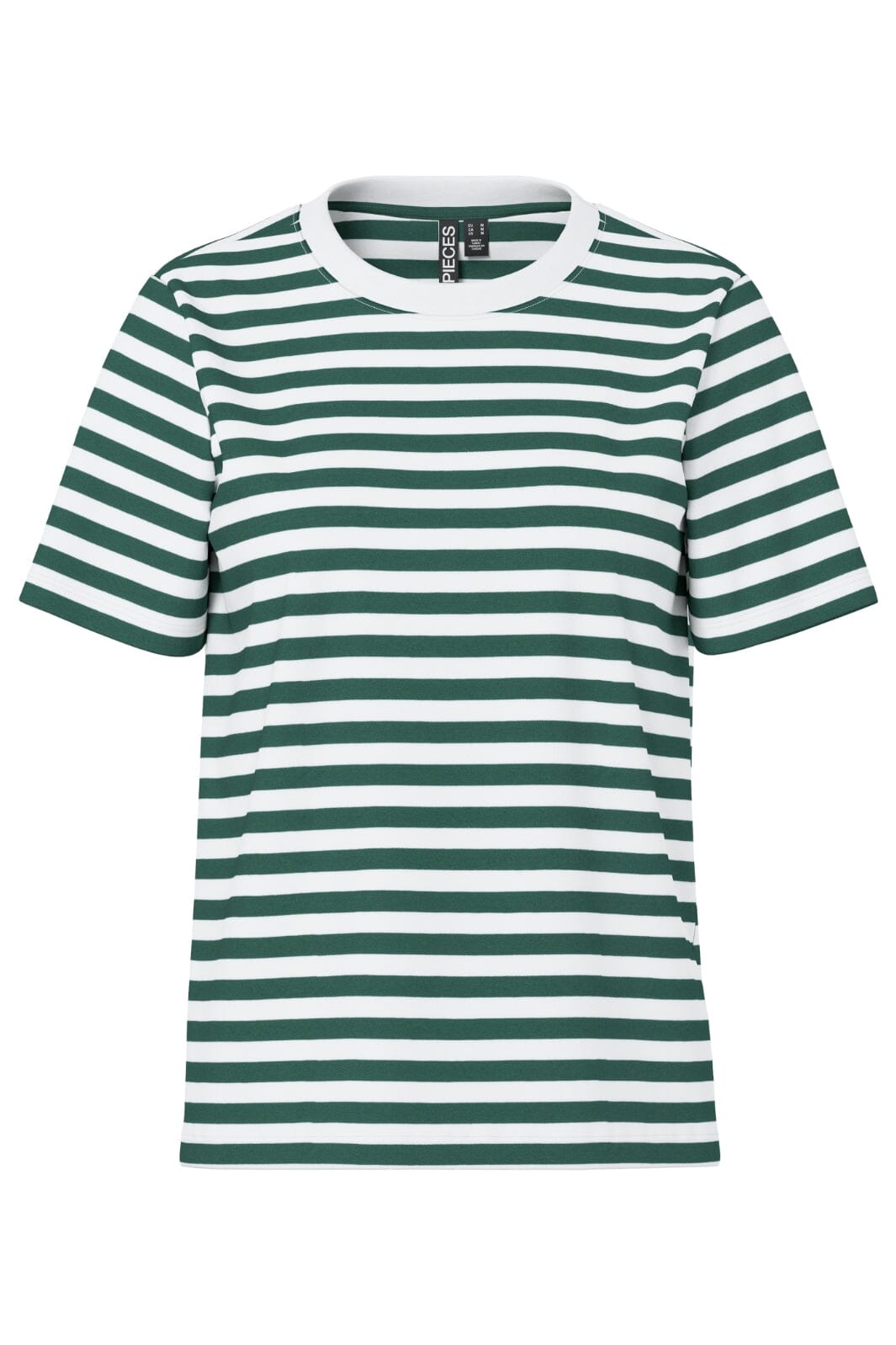 Pieces - Pcria Ss Tee Stripes - 4866553 Trekking Green Bright White