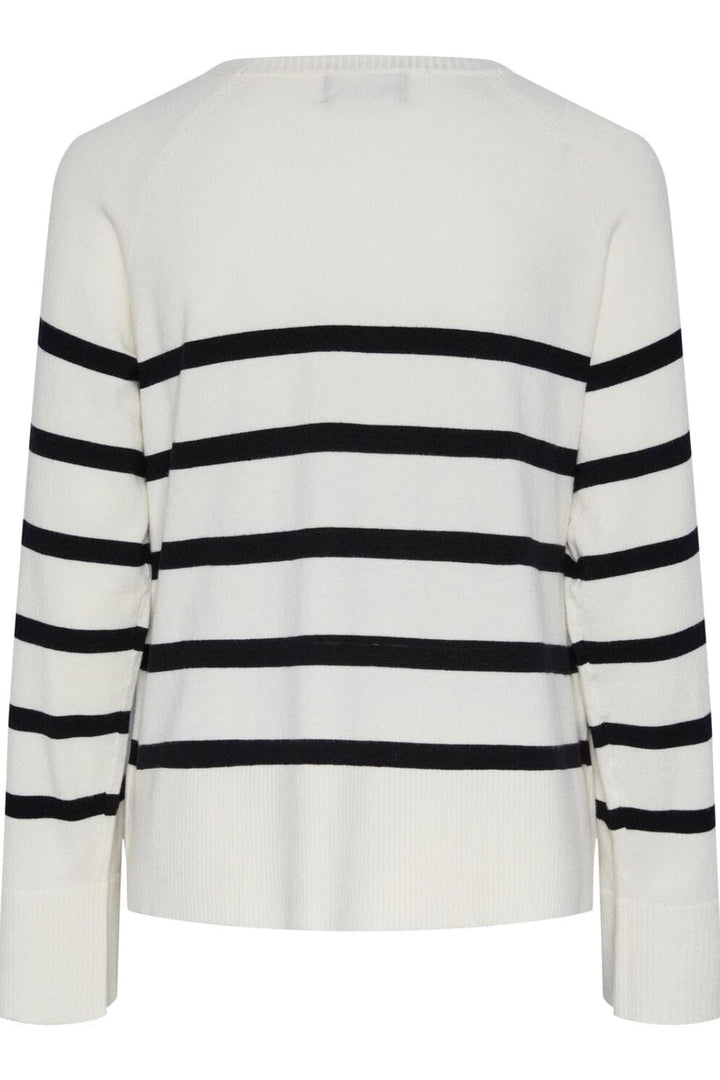 Pieces - Pcsia Ls Knit - 4394796 White Black Strikbluser