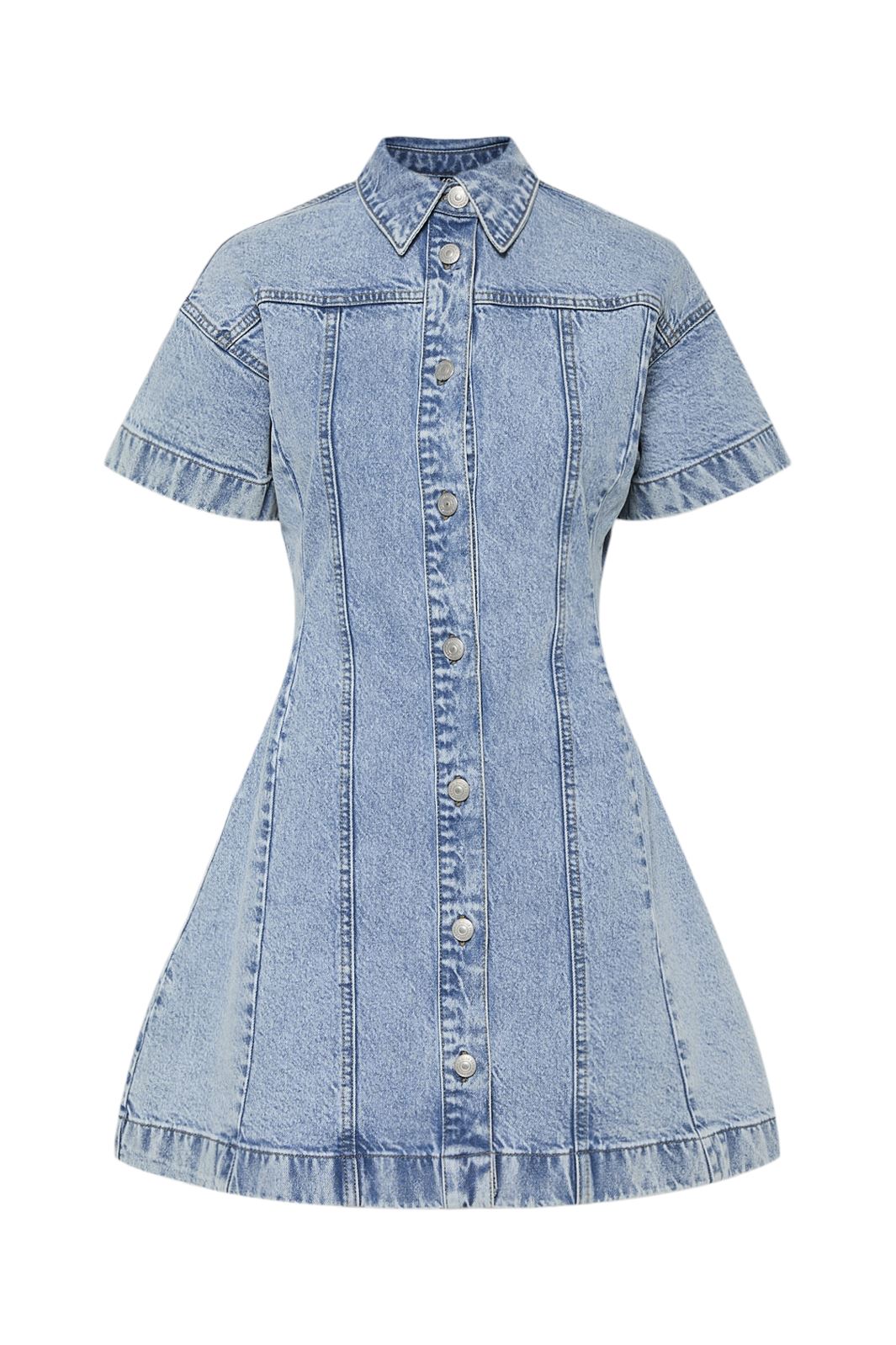 Pieces - Pcsilke A-Shape Denim Dress - 4687802 Light Blue Denim