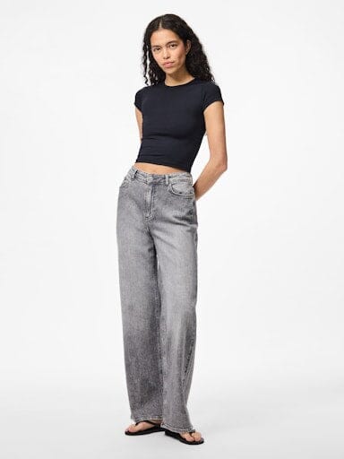 Pieces - Pcsilke Wide Jeans Mg - 4826814 Medium Grey Denim Jeans