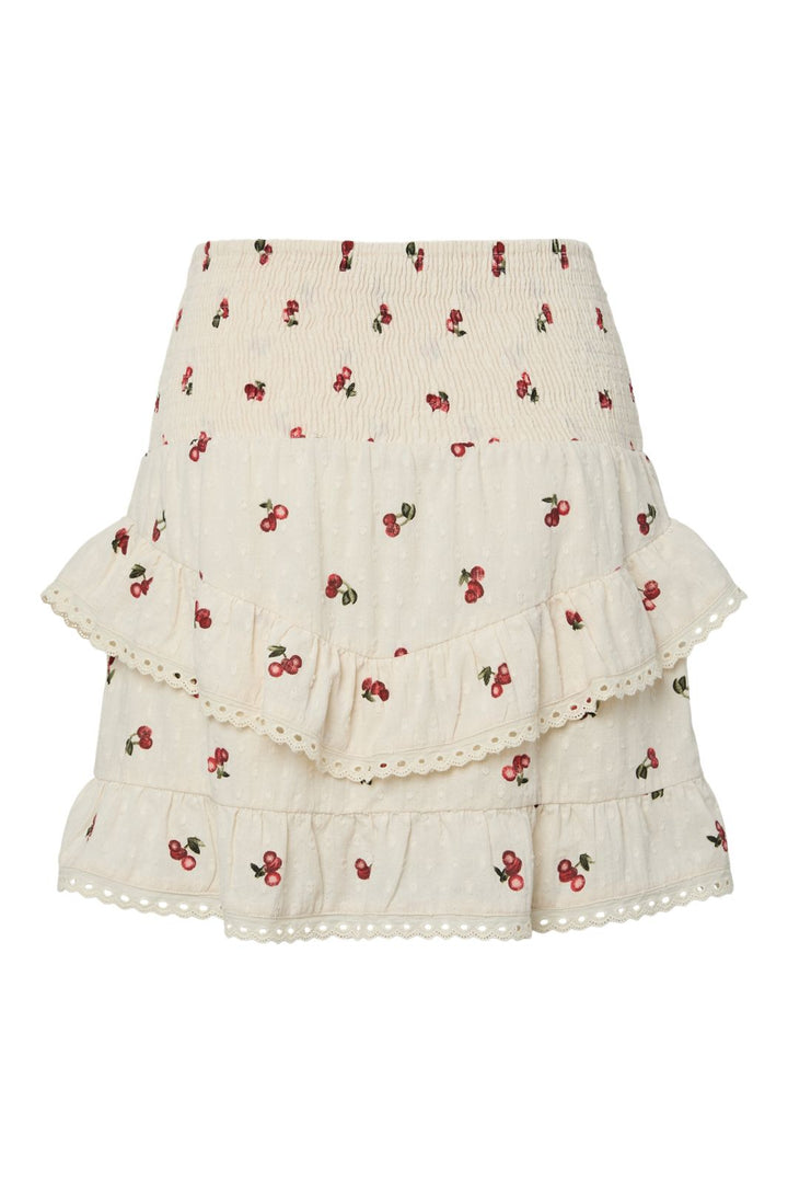 Pieces - Pcthea Short Smock Skirt Pp - 4936524 Cloud Cream Cherries