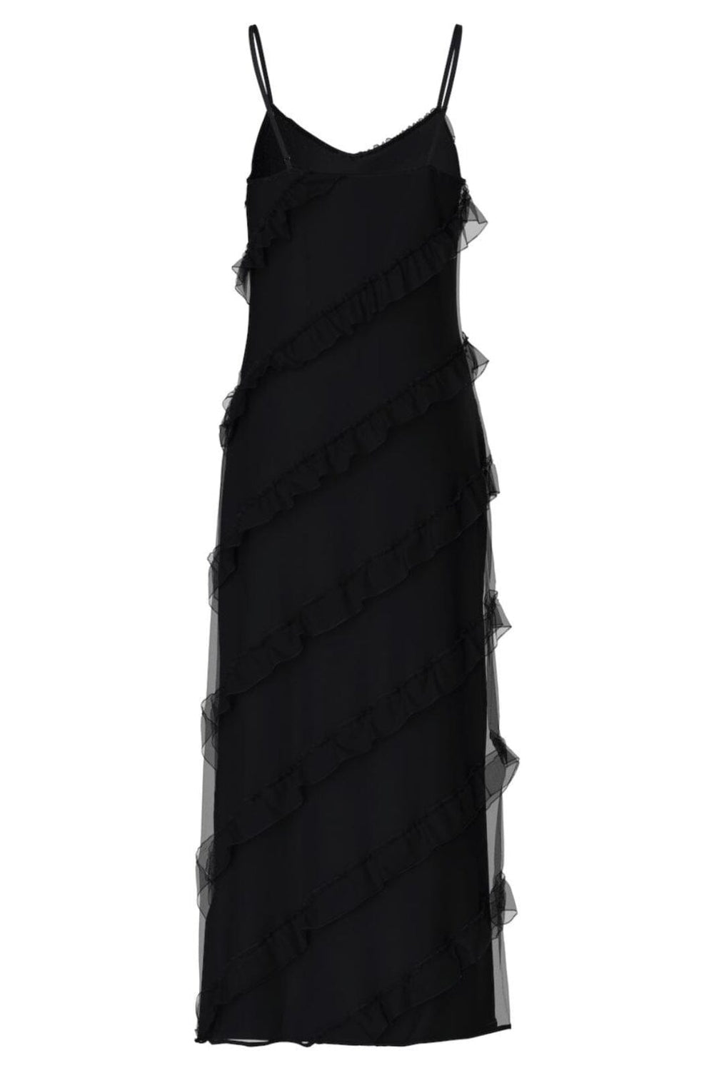 Pieces - Pctwirl Frill Maxi Strap Dress - 4735682 Black Kjoler