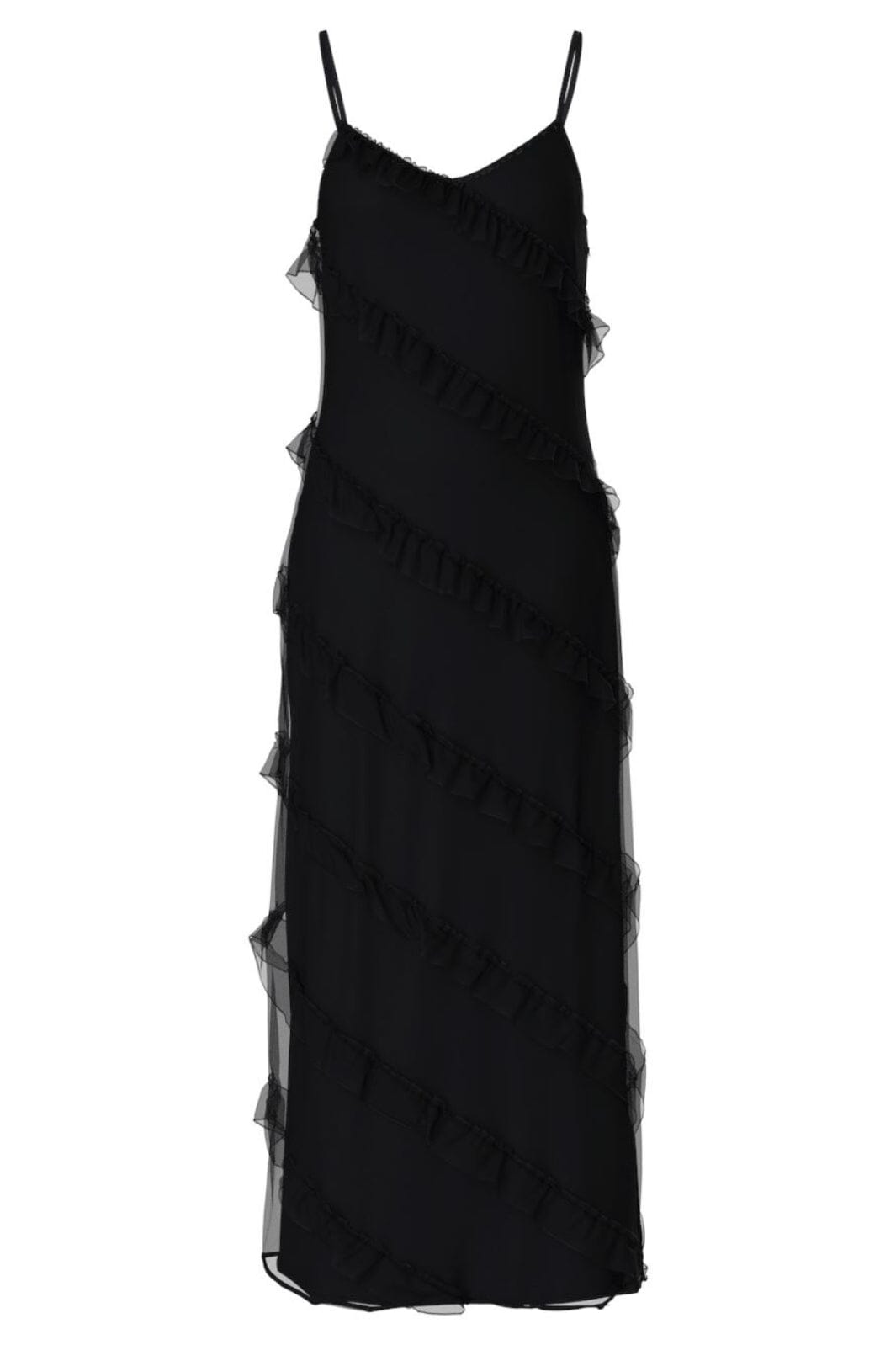 Pieces - Pctwirl Frill Maxi Strap Dress - 4735682 Black Kjoler