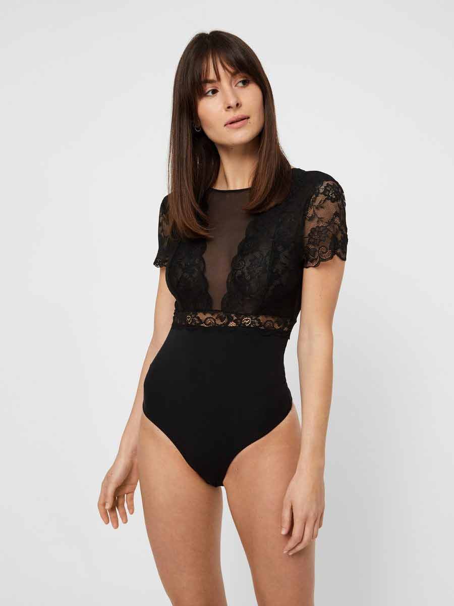 PIECES - Sicca SS Bodystocking - Black Bodystockings