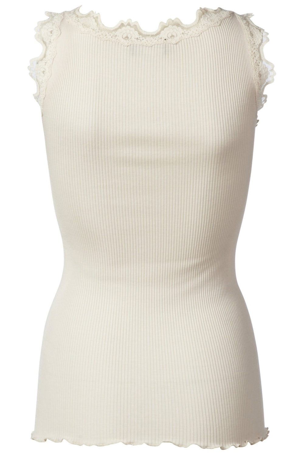 Rosemunde - Silk Top Regular w/ Vintage Lace - Soft Powder Toppe