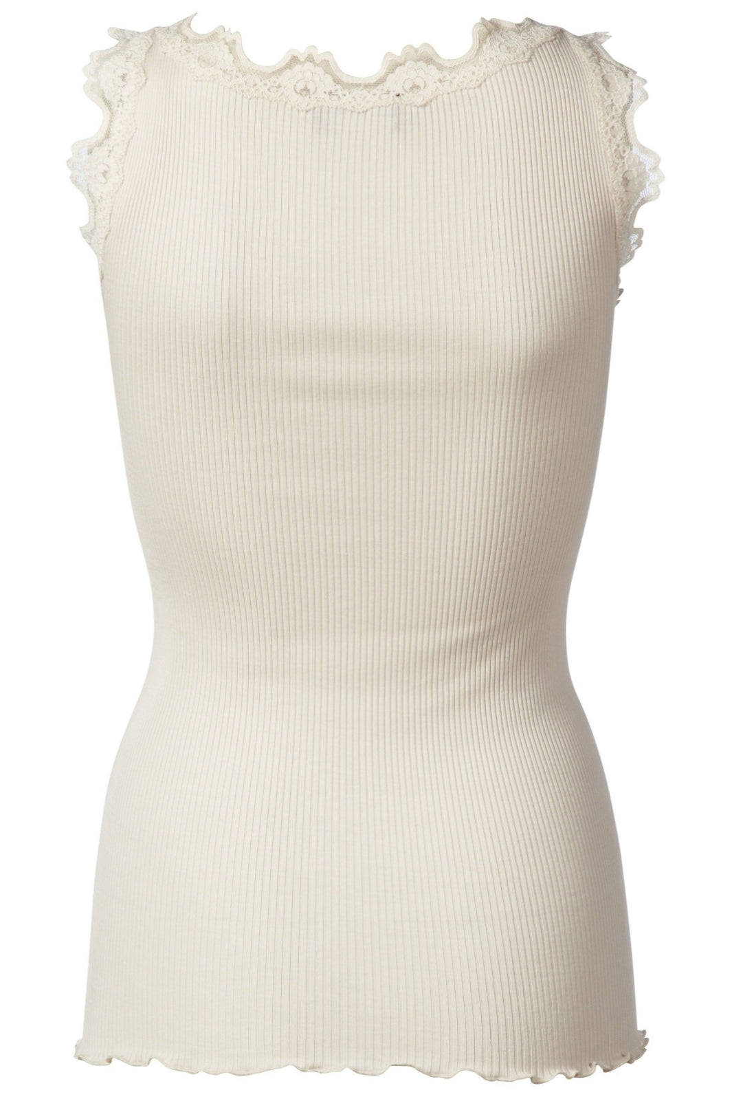 Rosemunde - Silk Top Regular w/ Vintage Lace - Soft Powder Toppe