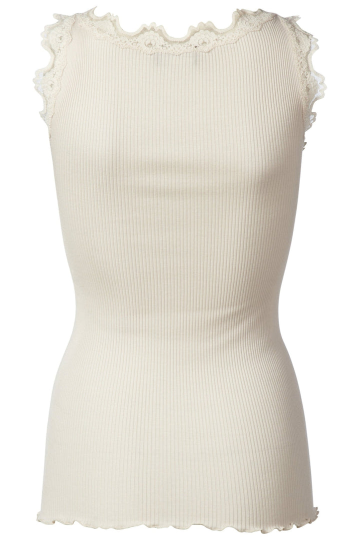 Rosemunde - Silk Top Regular w/ Vintage Lace - Soft Powder Toppe