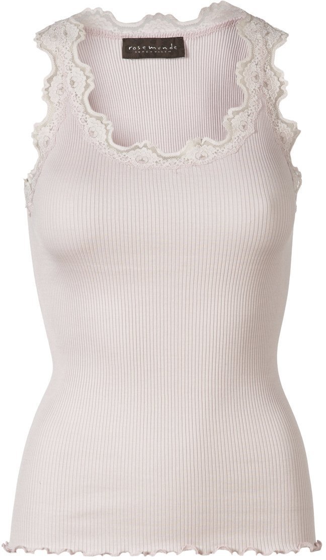 Rosemunde - Silk Top Regular w/ Vintage Lace - Soft Rose Toppe