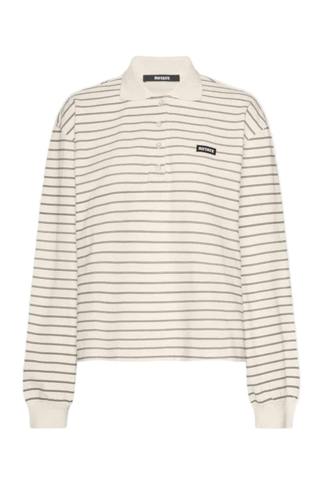Rotate - Pique Longsleeve Polo 115641858 - Egret Comb. Bluser
