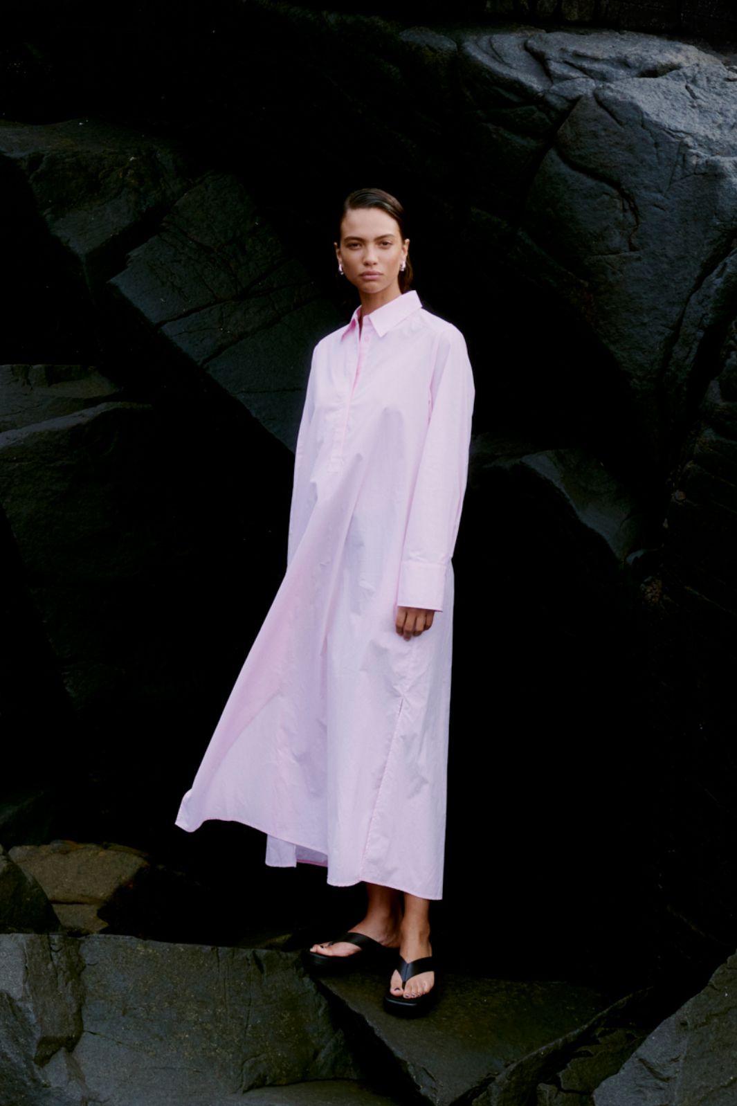 Second Female - Cimone Maxi Shirt Dress 59663 - Cherry Blossom 9406 Kjoler