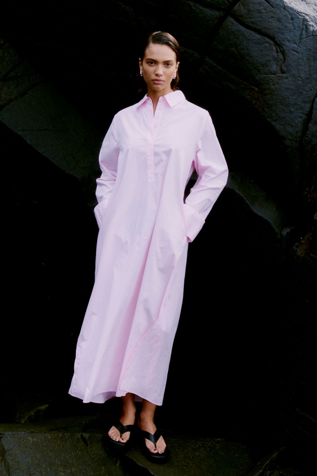 Second Female - Cimone Maxi Shirt Dress 59663 - Cherry Blossom 9406 Kjoler