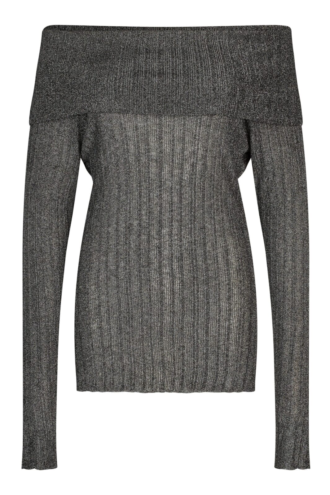 Second Female - Ellis Knit Off Shoulder 59115 - Black Strikbluser
