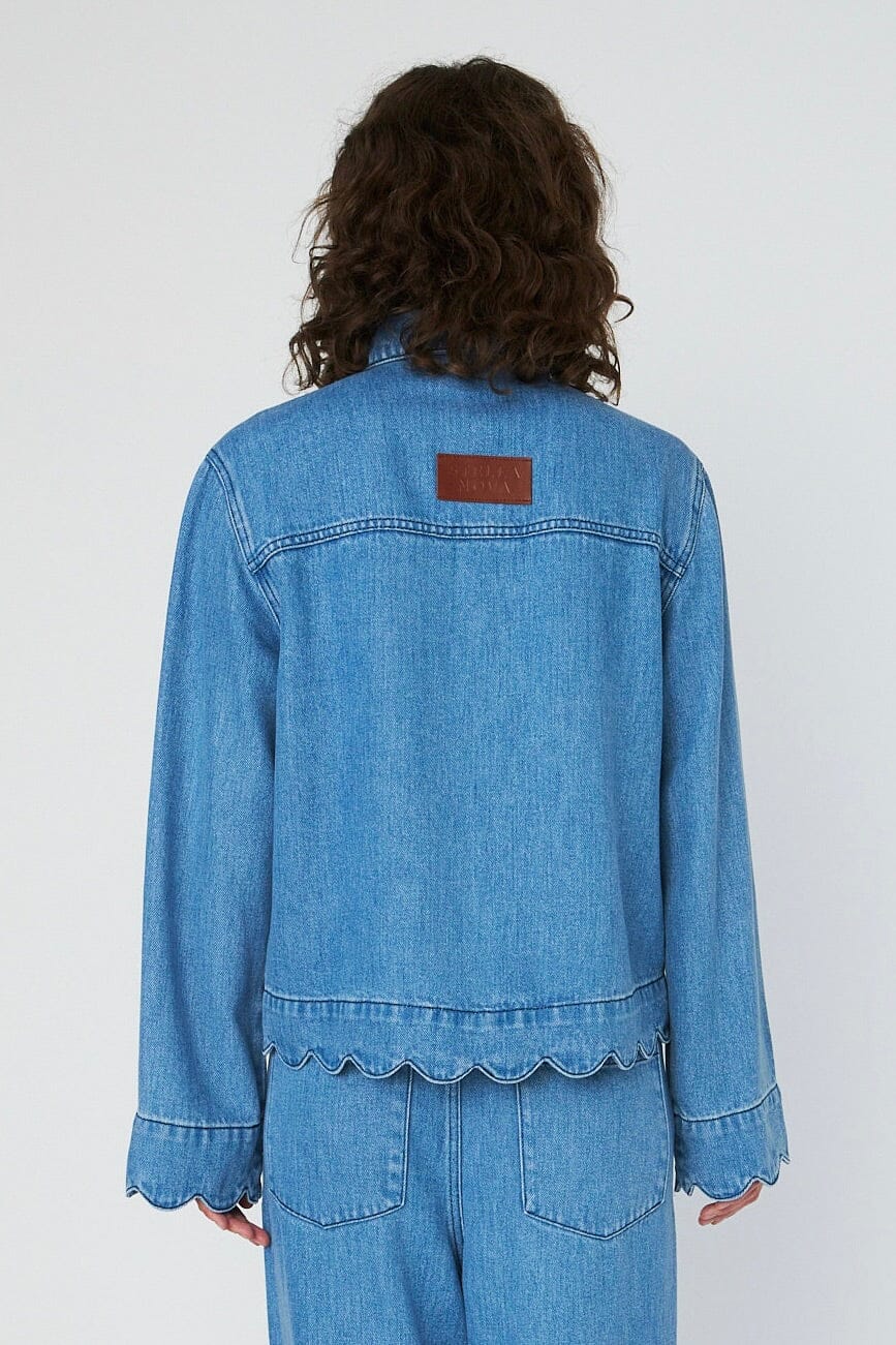 Stella Nova - Washed Blue Shirt With Scallop Edgewd54-2324 - 302 Light Blue Skjorter