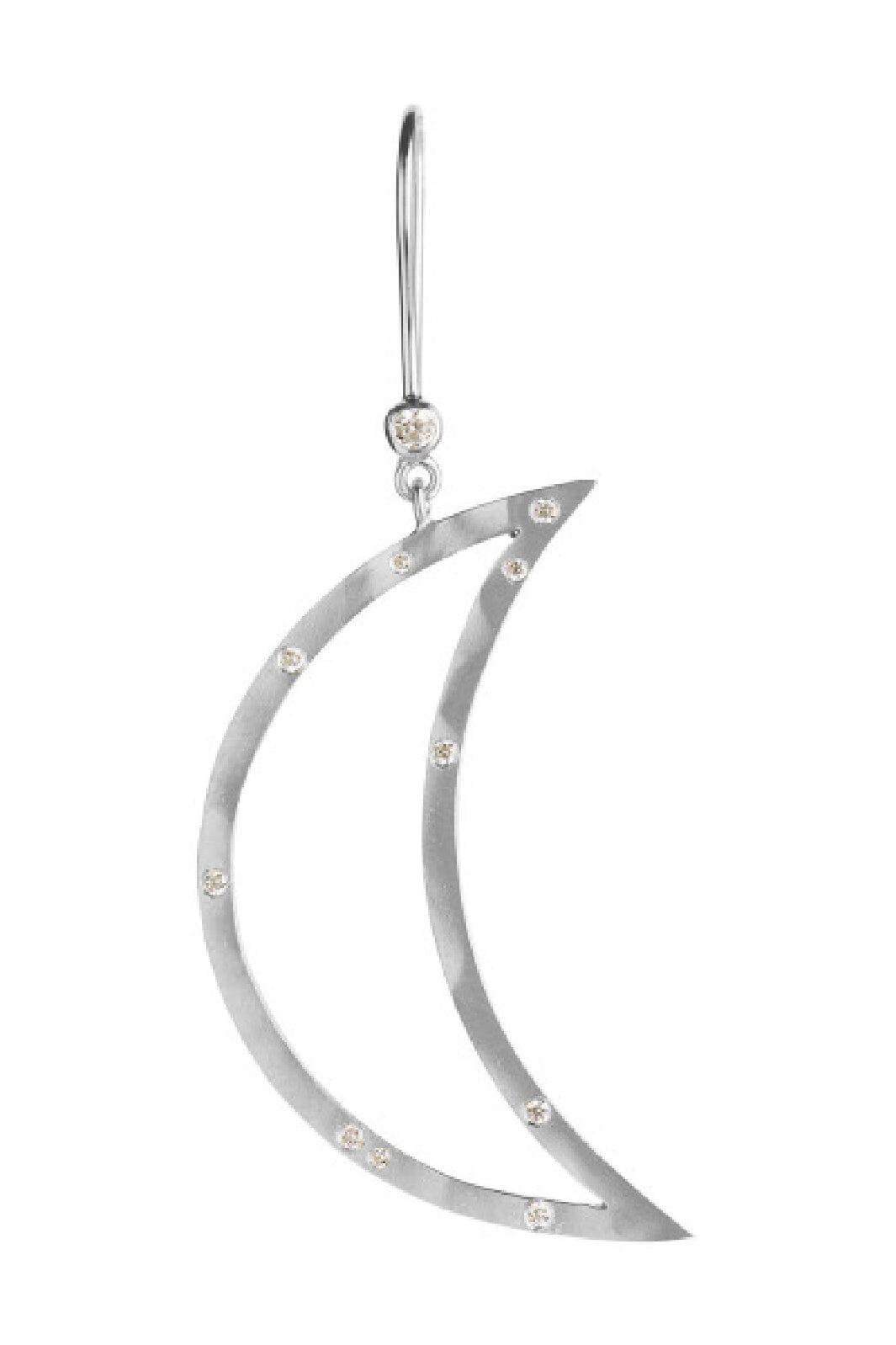 Stine A - Big Bella Moon With Stones Earring Silver - 1260-00-S Øreringe