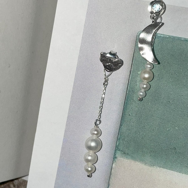 Stine A - Big Dot Bella Moon With Blue Lagune Stone - Silver - 1307-00-Blue Lagune Øreringe