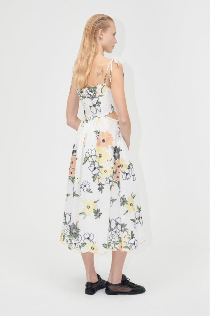 Stine Goya - 2133 Tencel, Scalloped Cut Out Dresssg-pf25-d139-2133 - Wild Flowers Embroidery