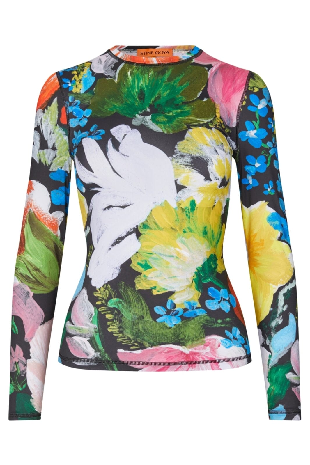 Stine Goya - 2244 Stocking Jersey, Elastic Long Sleeve Topsg-aw25-t007-2244 - Flowers Under The Sun