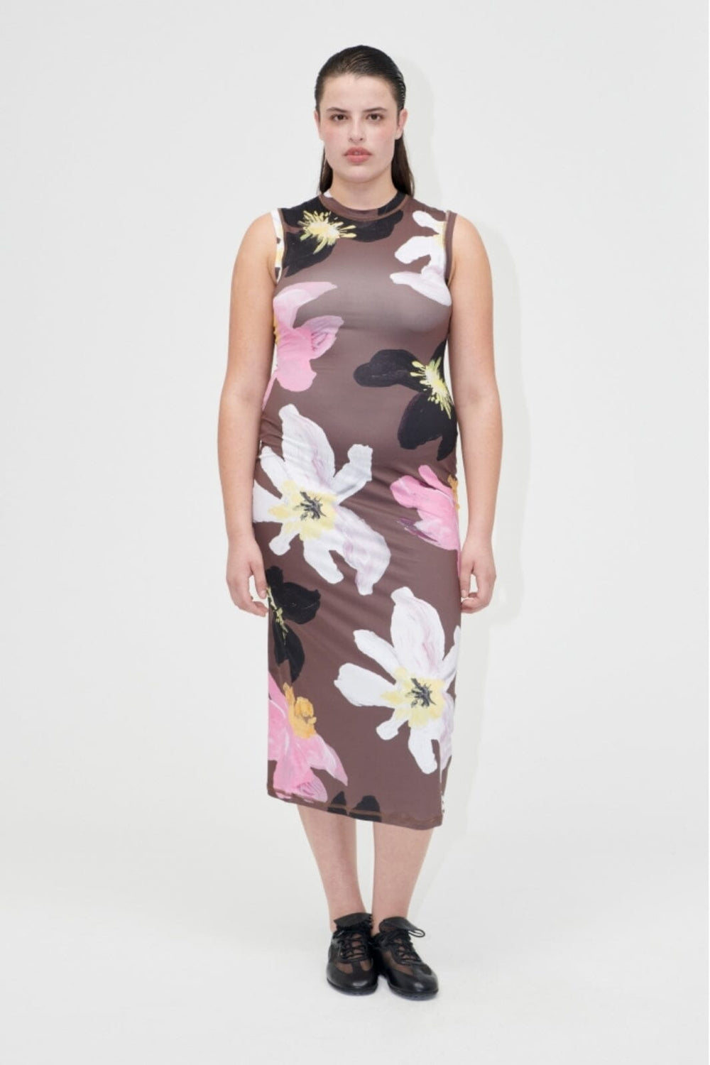 Stine Goya - 2244 Stocking Jersey, Elastic Tank Crewneck Dresssg-pf25-d104-2244 - Wild Flowers