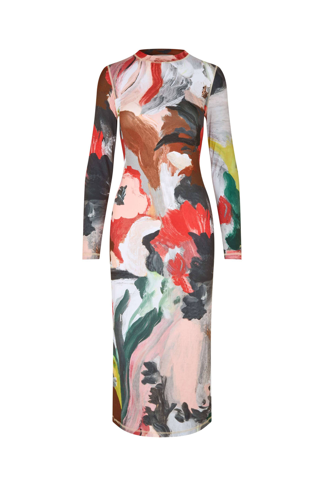 Stine Goya - 2244 Stocking Jersey, Pullover Long Sleeve Midi Dresssg-ps26-d074-2244 - My Garden Kjoler